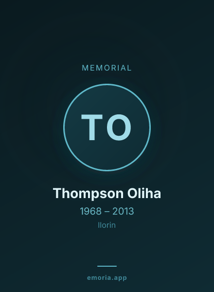 Memorial portrait of Thompson Oliha