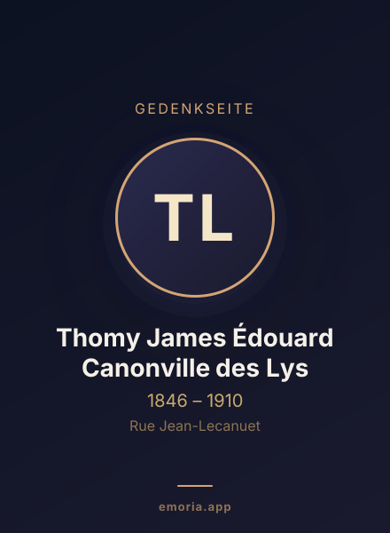 Gedenkportrait von Thomy James Édouard Canonville des Lys