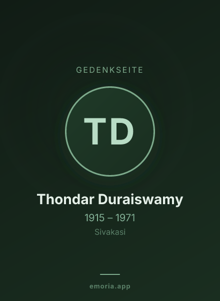 Gedenkportrait von Thondar Duraiswamy