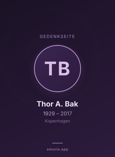 Gedenkportrait von Thor A. Bak