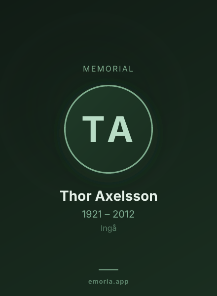 Memorial portrait of Thor Axelsson
