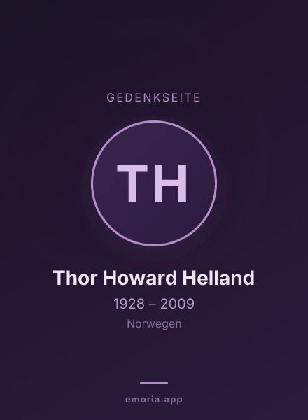 Gedenkportrait von Thor Howard Helland