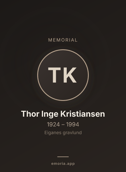 Memorial portrait of Thor Inge Kristiansen