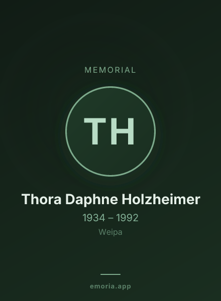 Memorial portrait of Thora Daphne Holzheimer