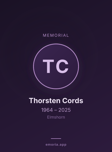 Memorial portrait of Thorsten Cords