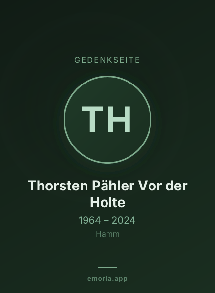Gedenkportrait von Thorsten Pähler Vor der Holte