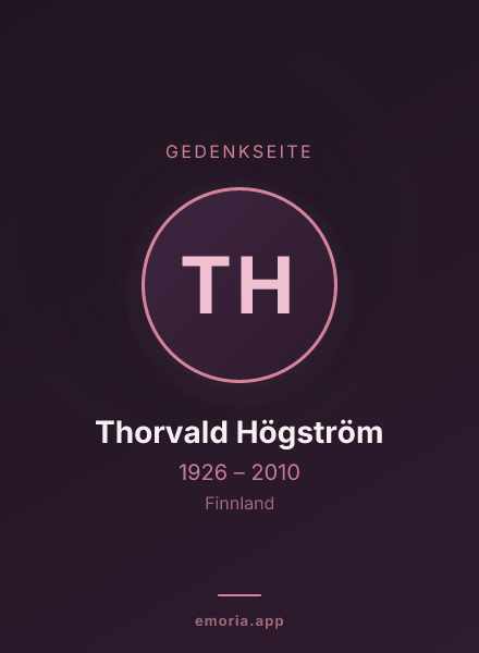 Gedenkportrait von Thorvald Högström