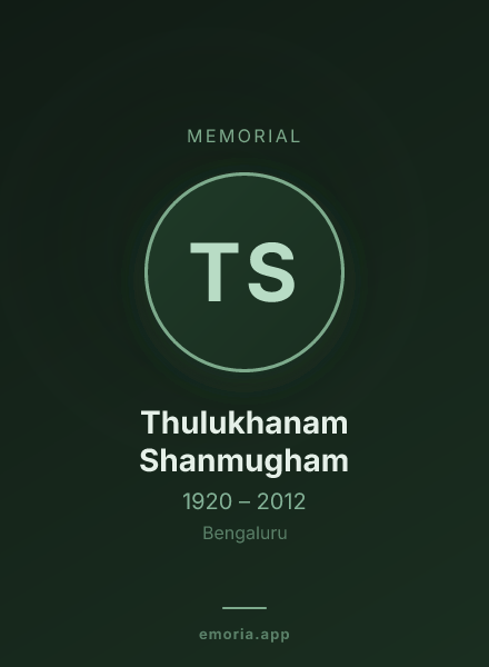 Memorial portrait of Thulukhanam Shanmugham