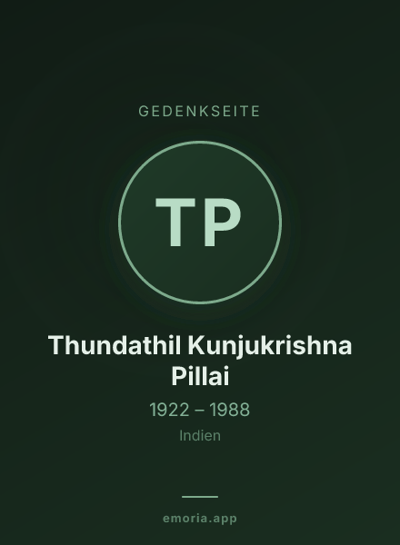 Gedenkportrait von Thundathil Kunjukrishna Pillai