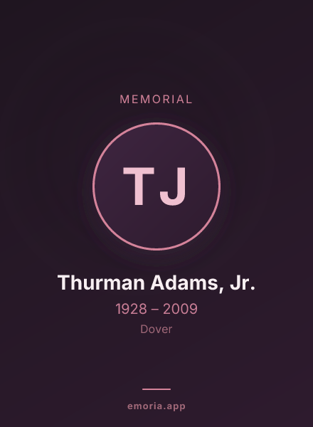 Memorial portrait of Thurman Adams, Jr.