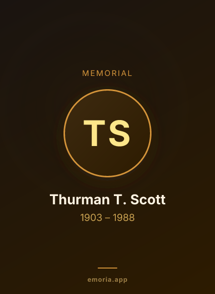 Memorial portrait of Thurman T. Scott