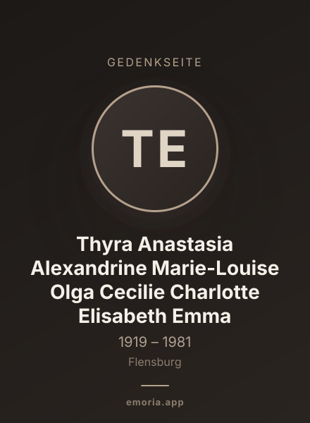 Gedenkportrait von Thyra Anastasia Alexandrine Marie-Louise Olga Cecilie Charlotte Elisabeth Emma