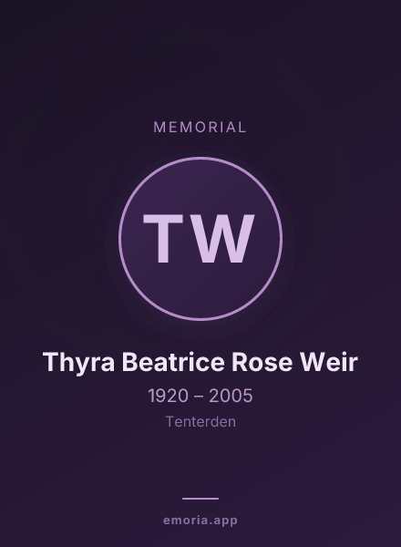 Memorial portrait of Thyra Beatrice Rose Weir