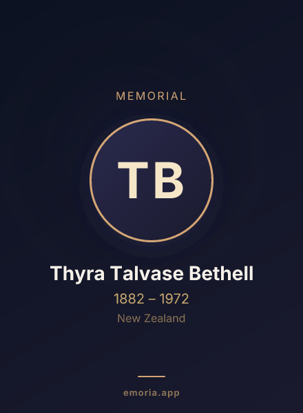 Memorial portrait of Thyra Talvase Bethell