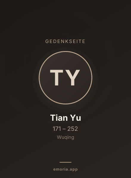 Gedenkportrait von Tian Yu