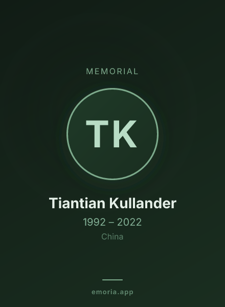 Memorial portrait of Tiantian Kullander
