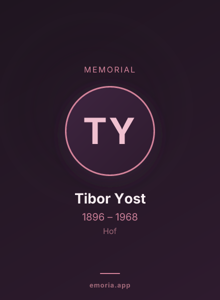 Memorial portrait of Tibor Yost