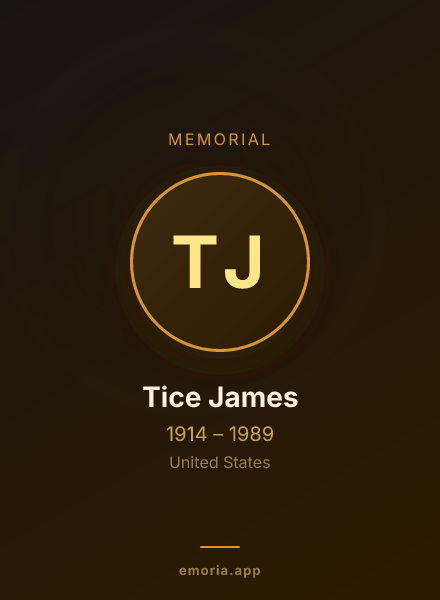 Memorial portrait of Tice James