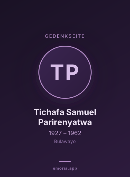 Gedenkportrait von Tichafa Samuel Parirenyatwa