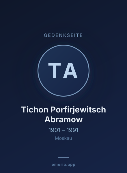 Gedenkportrait von Tichon Porfirjewitsch Abramow