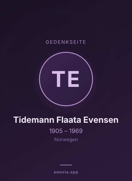 Gedenkportrait von Tidemann Flaata Evensen