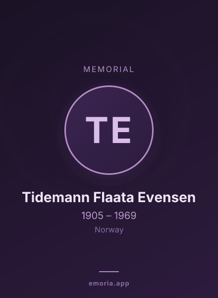 Memorial portrait of Tidemann Flaata Evensen