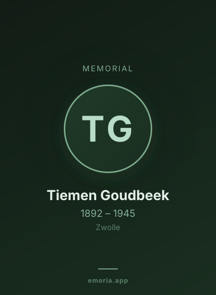 Memorial portrait of Tiemen Goudbeek
