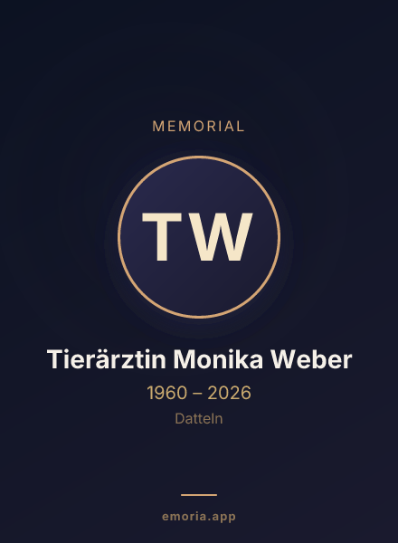 Memorial portrait of Tierärztin Monika Weber