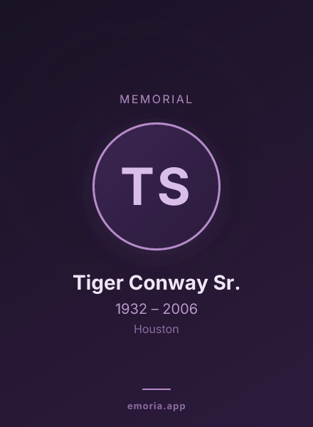 Memorial portrait of Tiger Conway Sr.
