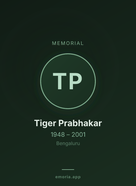 Memorial portrait of Tiger Prabhakar
