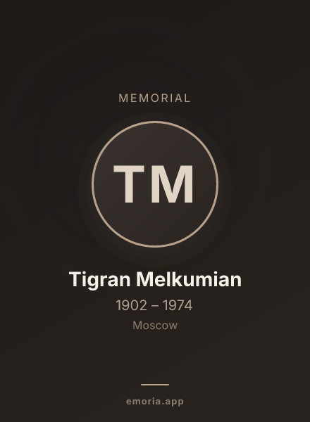 Memorial portrait of Tigran Melkumian