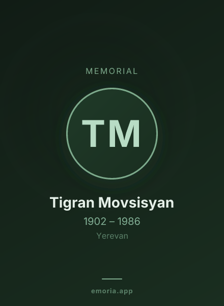 Memorial portrait of Tigran Movsisyan