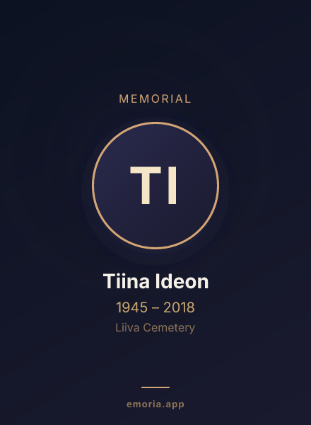 Memorial portrait of Tiina Ideon