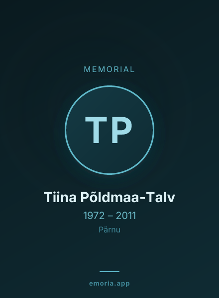 Memorial portrait of Tiina Põldmaa-Talv