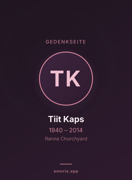 Gedenkportrait von Tiit Kaps