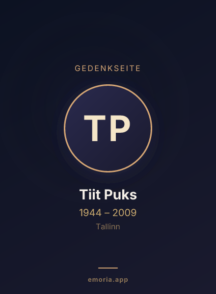 Gedenkportrait von Tiit Puks