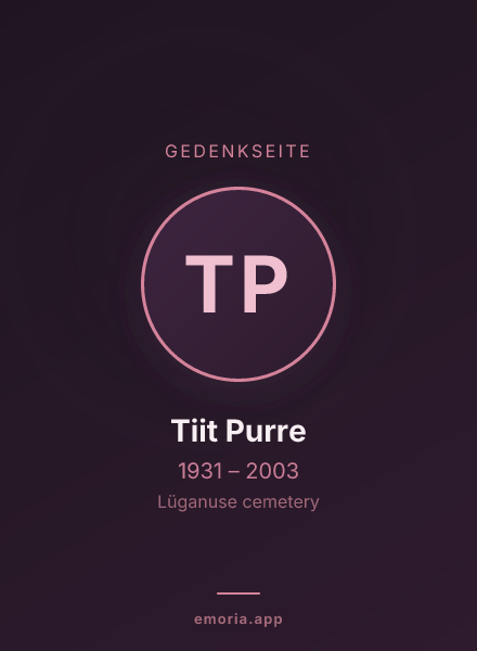 Gedenkportrait von Tiit Purre