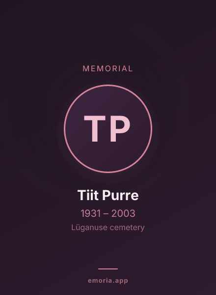 Memorial portrait of Tiit Purre