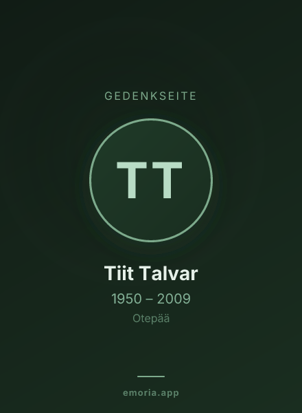 Gedenkportrait von Tiit Talvar