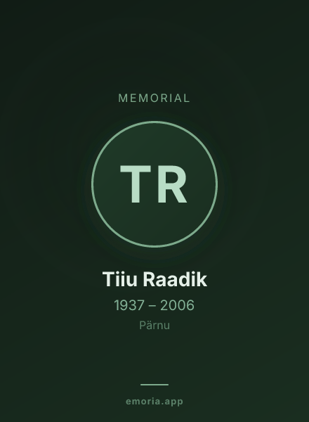 Memorial portrait of Tiiu Raadik
