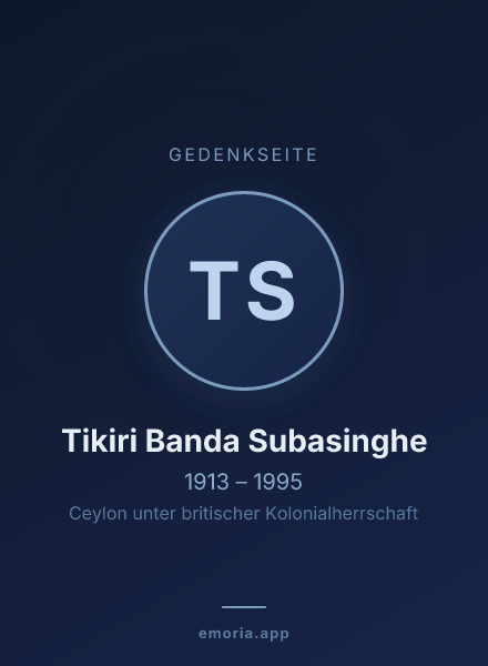 Gedenkportrait von Tikiri Banda Subasinghe