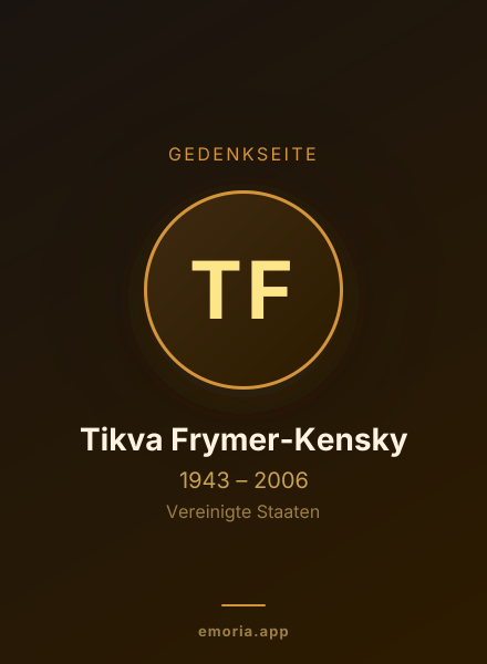 Gedenkportrait von Tikva Frymer-Kensky