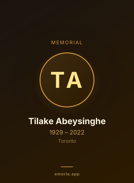Memorial portrait of Tilake Abeysinghe