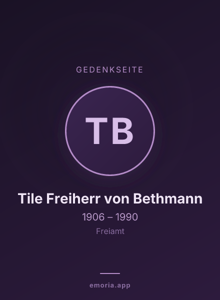 Gedenkportrait von Tile Freiherr von Bethmann