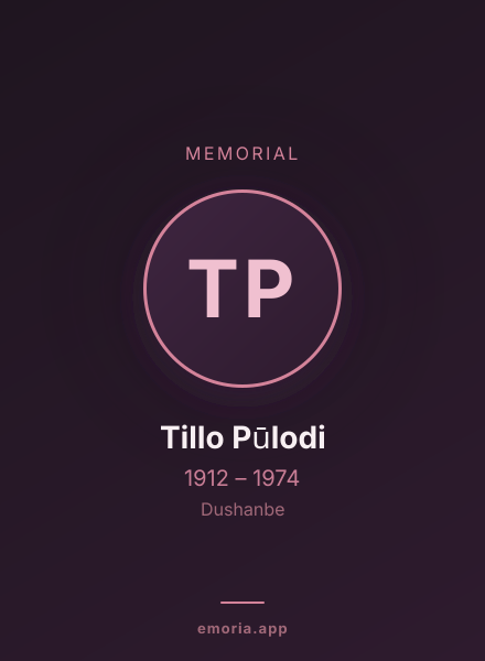 Memorial portrait of Tillo Pūlodi