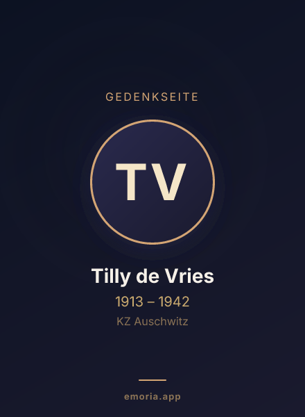 Gedenkportrait von Tilly de Vries