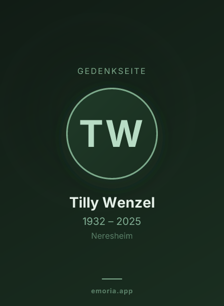 Gedenkportrait von Tilly Wenzel