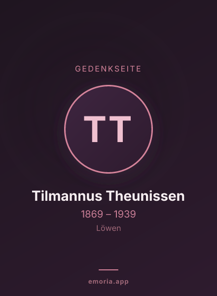 Gedenkportrait von Tilmannus Theunissen