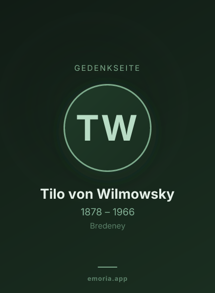 Gedenkportrait von Tilo von Wilmowsky