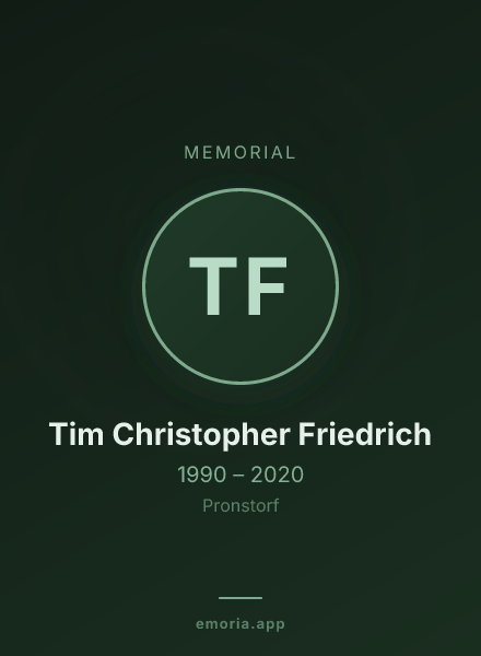 Memorial portrait of Tim Christopher Friedrich